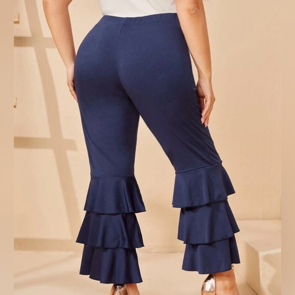 Layered Ruffle Hem Flare Leg Pants - Picture 4 of 5